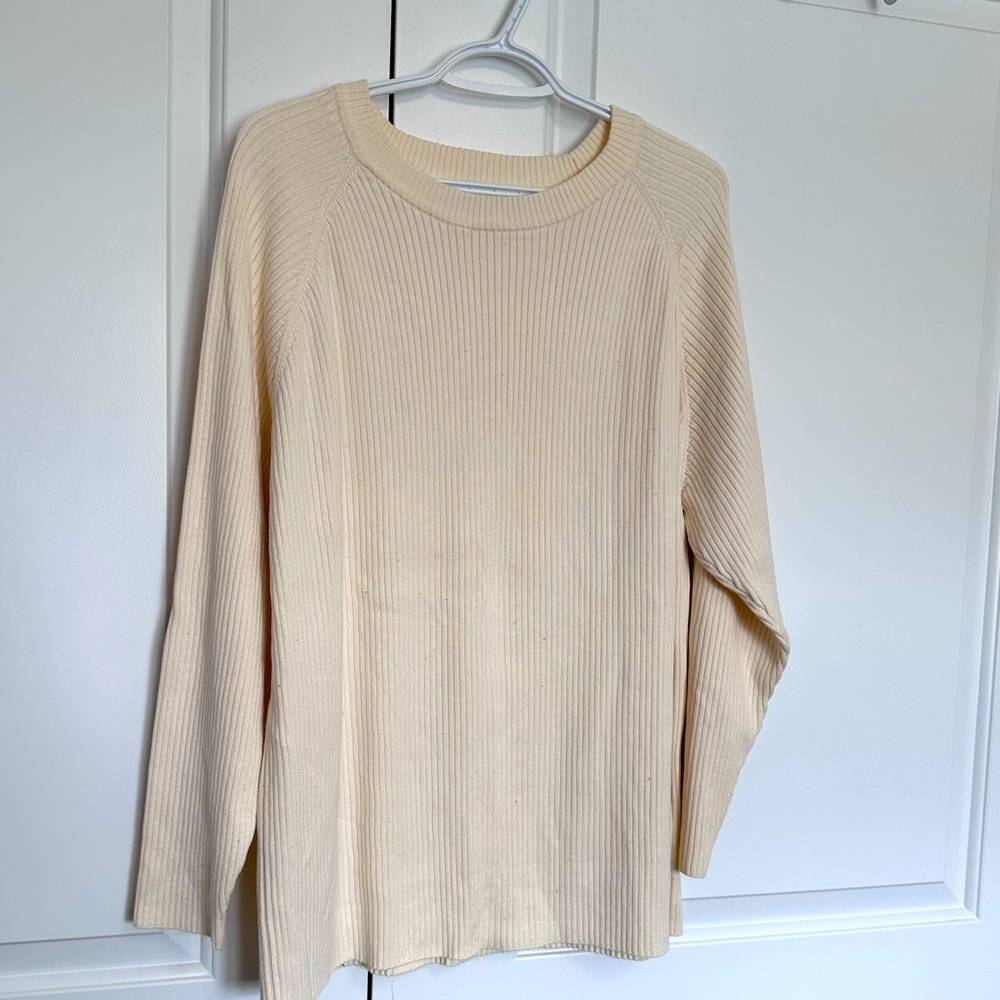 Cream, brunette the label ribbed sweater